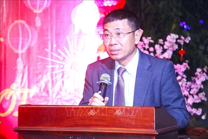 Tham tán Công sứ Đại sứ quán Việt Nam tại Campuchia Ngô Văn Tuất phát biểu tại chương trình. Ảnh: Quang Anh – PV TTXVN tại Campuchia.