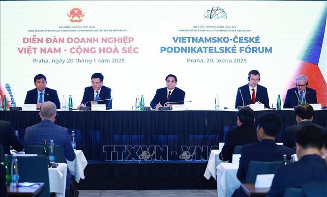 Prime Minister Pham Minh Chinh attends the Vietnam-Czech Business Forum. VNA Photo: Dương Giang