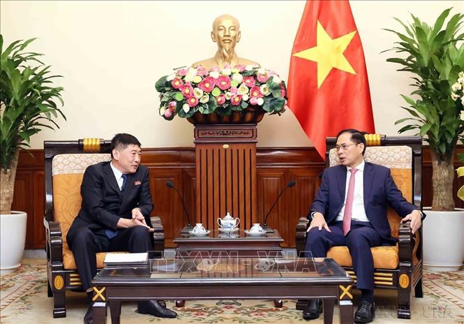 Bộ trưởng Ngoại giao Bùi Thanh Sơn tiếp Thứ trưởng Ngoại giao Triều Tiên Pak Sang Gil (Hà Nội, 9/9/2024). Ảnh: An Đăng - TTXVN