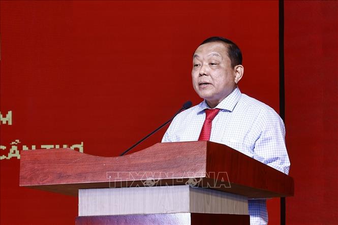 TS. LS Nguyễn Tiến Dũng, Chủ tịch Hội đồng quản trị Trường Đại học Nam Cần Thơ phát biểu. Ảnh: Doãn Tấn - TTXVN