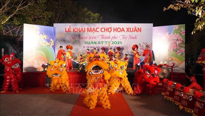 Lễ khai mạc Chợ hoa Xuân Ất Tỵ 2025 tại thành phố Tây Ninh. Ảnh: Minh Phú – TTXVN