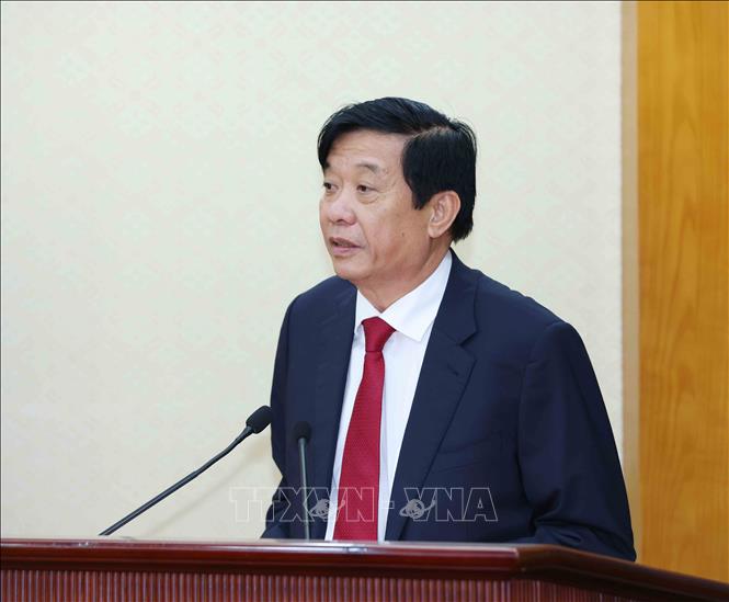 Đồng chí Bùi Văn Nghiêm, Uỷ viên Trung ương Đảng, Phó Trưởng Ban Nội chính Trung ương phát biểu nhận nhiệm vụ. Ảnh: Phương Hoa - TTXVN