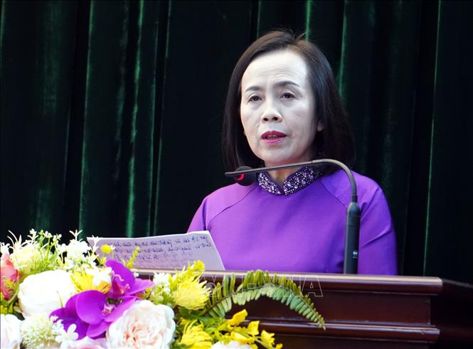 Bà Đoàn Thị Hậu, tân Phó Bí thư Thường trực Tỉnh ủy Lạng Sơn. Ảnh: Văn Đạt - TTXVN                       