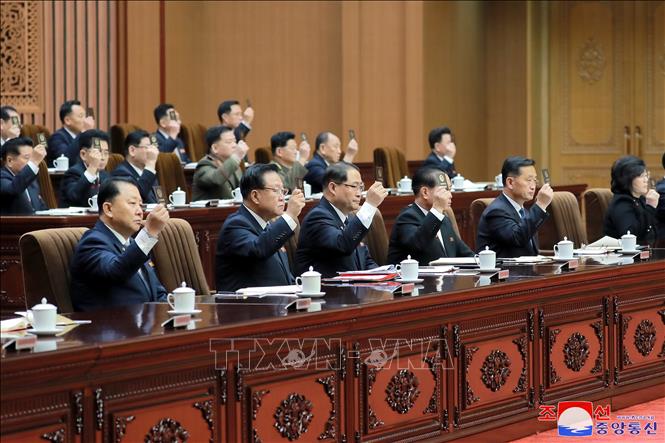 Chủ tịch Ủy ban Thường vụ Hội nghị Nhân dân Tối cao Triều Tiên Choe Ryong-hae phát biểu tại phiên họp của Quốc hội ở Bình Nhưỡng, ngày 24/1/2025. Ảnh: YONHAP/TTXVN