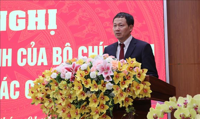 Ông Vũ Hồng Văn, tân Bí thư Tỉnh ủy Đồng Nai phát biểu nhận nhiệm vụ. Ảnh: Công Phong - TTXVN