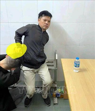 Nghi phạm Đỗ Văn Lưu tại cơ quan Công an. Ảnh: TTXVN phát