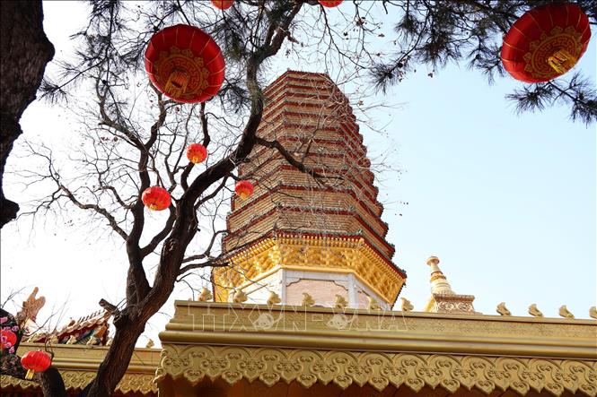 Tháp Xá Lợi - một trong những nơi linh thiêng nhất của Ling Quang tự. Ảnh: Quang Hưng - Phóng viên TTXVN tại Trung Quốc.