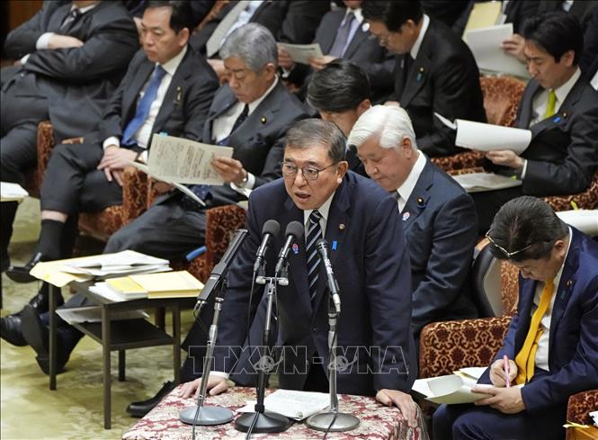 Thủ tướng Nhật Bản Shigeru Ishiba phát biểu tại phiên họp Quốc hội ở Tokyo ngày 31/1/2025. Ảnh: Kyodo/TTXVN