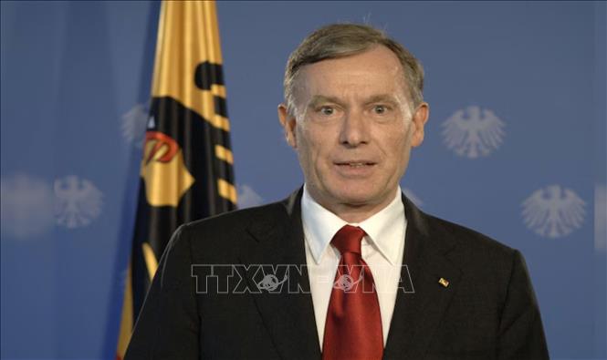 Ông Horst Koehler, lúc là Tổng thống Đức, trong bài phát biểu tại Berlin, được truyền hình trên toàn quốc, ngày 21/7/2005. Ảnh: NDTV/TTXVN