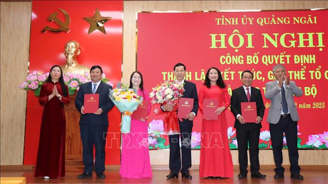 Đồng chí Võ Thanh An (giữa) được chỉ định làm Trưởng Ban Tuyên giáo và Dân vận Tỉnh ủy Quảng Ngãi. Ảnh: Phạm Cường - TTXVN