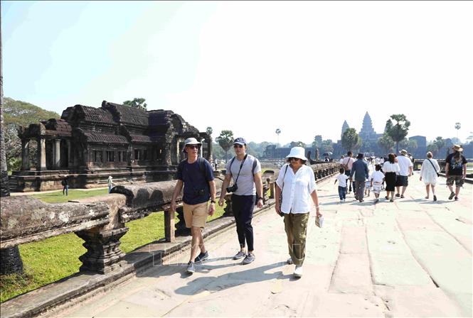 Trong tháng 1/2025, Công viên khảo cổ Angkor đón 146.140 lượt du khách nước ngoài, tăng 26,4% so với cùng kì năm trước. Ảnh: Huỳnh Thảo - PV TTXVN tại Campuchia 