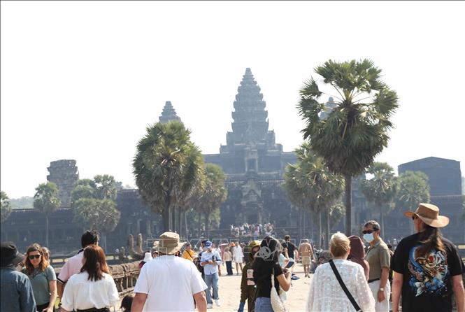 Trong tháng 1/2025, Công viên khảo cổ Angkor đón 146.140 lượt du khách nước ngoài, tăng 26,4% so với cùng kì năm trước. Ảnh: Huỳnh Thảo - PV TTXVN tại Campuchia 
