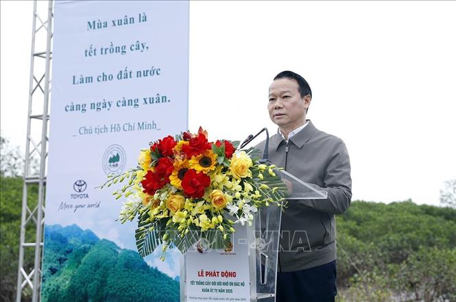 Bộ trưởng Bộ Tài nguyên và Môi trường Đỗ Đức Duy phát biểu tại buổi lễ. Ảnh: Thu Hoài - TTXVN 