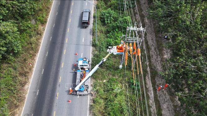 Việc triển khai công nghệ sửa chữa điện nóng đã giúp Điện lực Tây Ninh nâng cao hiệu quả vận hành và giảm thiểu gián đoạn cung cấp điện. Ảnh: Thanh Tân - TTXVN