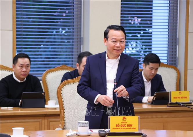 Bộ trưởng Bộ Tài nguyên và Môi trường Đỗ Đức Duy phát biểu. Ảnh: Văn Điệp - TTXVN