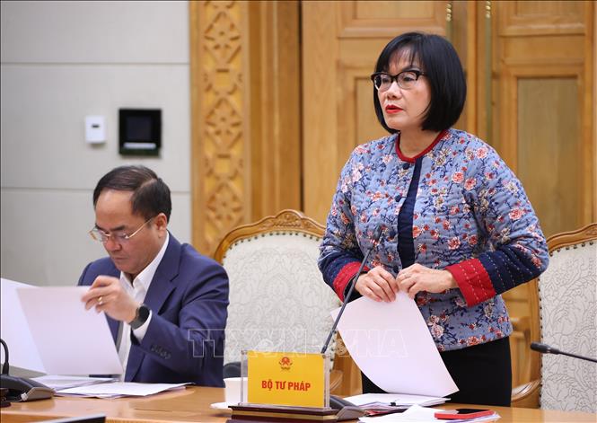 Thứ trưởng Bộ Tư pháp Đặng Hoàng Oanh phát biểu. Ảnh: Văn Điệp - TTXVN