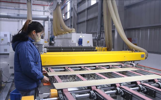 Công ty TNHH Navigatec New Materials Việt Nam hoạt động bình thường sau Tết. Ảnh: Minh Thu - TTXVN