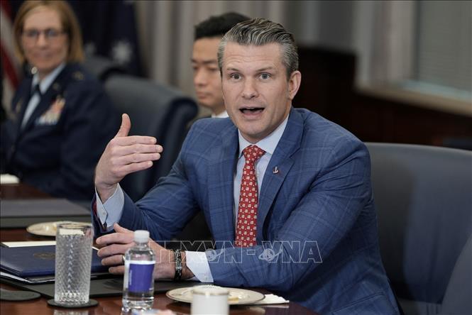 Bộ trưởng Quốc phòng Mỹ Pete Hegseth phát biểu tại Washington, DC, ngày 7/2/2025. Ảnh: Getty Images/TTXVN 