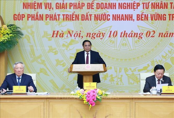 Thủ tướng Phạm Minh Chính khai mạc Hội nghị Thường trực Chính phủ gặp gỡ doanh nghiệp. Ảnh: Dương Giang-TTXVN 
