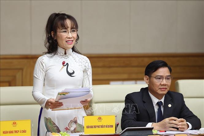 Bà Nguyễn Thị Phương Thảo, Phó Chủ tịch Thường trực Ngân hàng thương mại cổ phần Phát triển Thành phố Hồ Chí Minh phát biểu. Ảnh: Dương Giang-TTXVN 