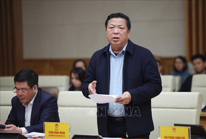 Bộ trưởng Bộ Giao thông vận tải Trần Hồng Minh phát biểu. Ảnh: Dương Giang-TTXVN