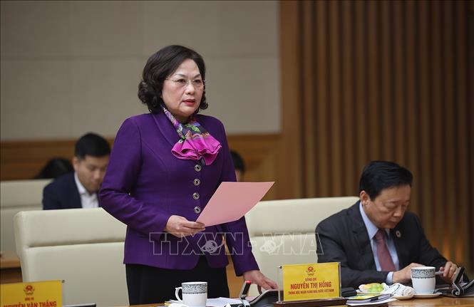 Thống đốc Ngân hàng Nhà nước Việt Nam Nguyễn Thị Hồng phát biểu. Ảnh: Dương Giang-TTXVN
