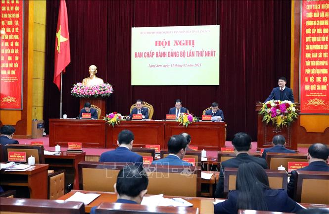 Hội nghị Ban Chấp hành Đảng bộ tỉnh Lạng Sơn lần thứ nhất. Ảnh: Văn Đạt - TTXVN