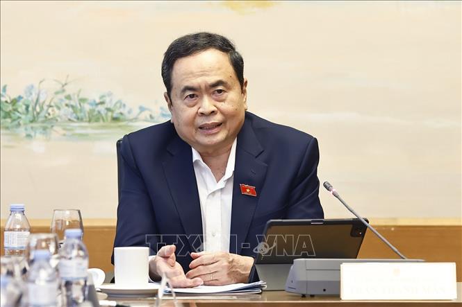 Chủ tịch Quốc hội Trần Thanh Mẫn, Đại biểu Quốc hội tỉnh Hậu Giang phát biểu. Ảnh: Doãn Tấn - TTXVN