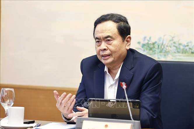Chủ tịch Quốc hội Trần Thanh Mẫn, Đại biểu Quốc hội tỉnh Hậu Giang phát biểu. Ảnh: Doãn Tấn - TTXVN