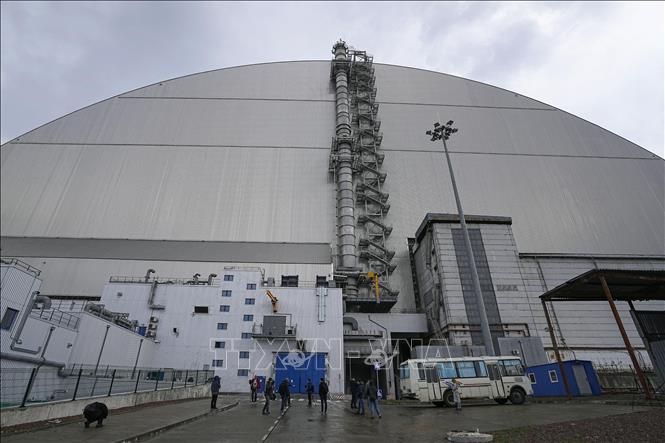 (Tư liệu) Lò phản ứng số 4 của nhà máy điện hạt nhân Chernobyl ở Ukraine. Ảnh: Kyodo/TTXVN