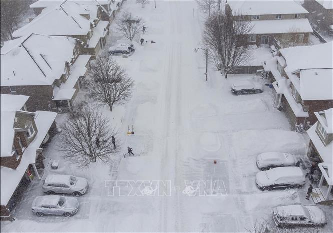 Tuyết phủ trắng xóa tại Oakville, Canada, ngày 16/2/2025. Ảnh: THX/TTXVN