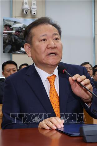 Cựu Bộ trưởng Nội vụ Hàn Quốc Lee Sang Min phát biểu tại Seoul ngày 4/2/2025. Ảnh: Yonhap/TTXVN