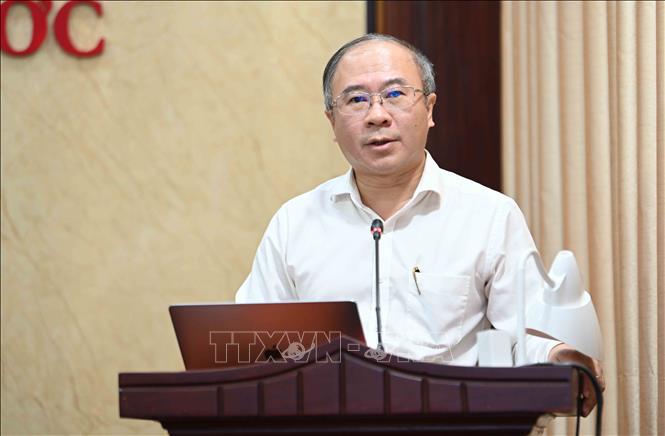 Giám đốc Sở Thông tin và Truyền thông Nguyễn Minh Quang phát biểu tại lễ công bố. Ảnh: Đậu Tất Thành - TTXVN