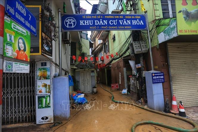 Ngõ 7 phố Giang Văn Minh đã được dọn dẹp sau sự cố xảy ra (ảnh chụp chiều 22/2). Ảnh: Tuấn Anh - TTXVN 