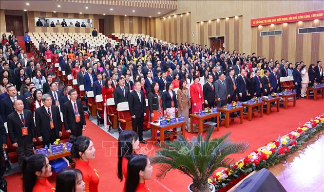 Đại biểu dự Đại hội đại biểu Đảng bộ Trường Đại học Sư phạm Hà Nội. Ảnh: Thanh Tùng - TTXVN