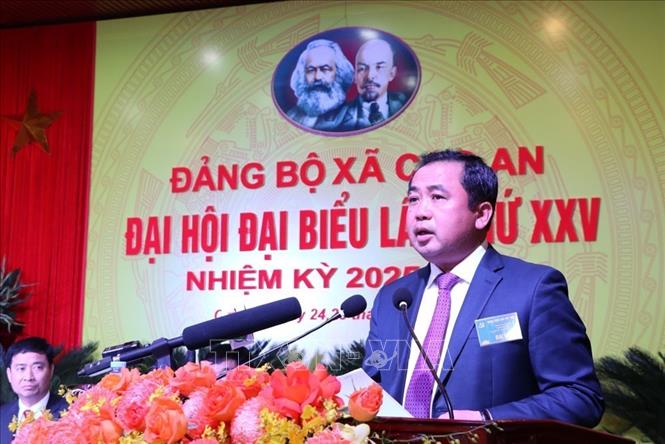 Bí thư Tỉnh ủy Hải Dương Trần Đức Thắng phát biểu chỉ đạo đại hội. Ảnh Mạnh Minh - TTXVN
