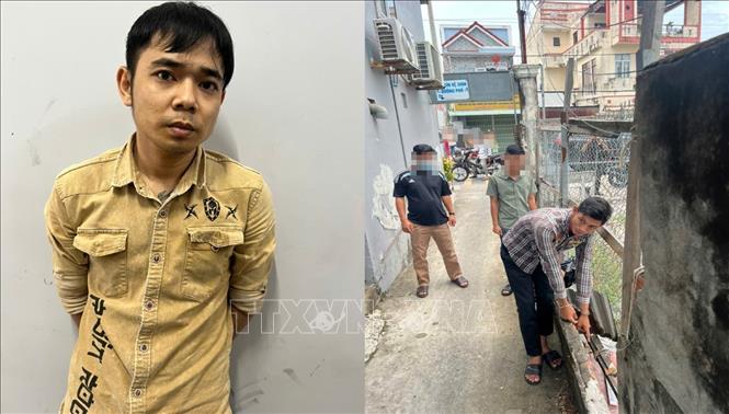 Đối tượng Mạc Hoàng Giang (áo vàng) và Đỗ Văn Ngờ (áo sọc). Ảnh: TTXVN phát