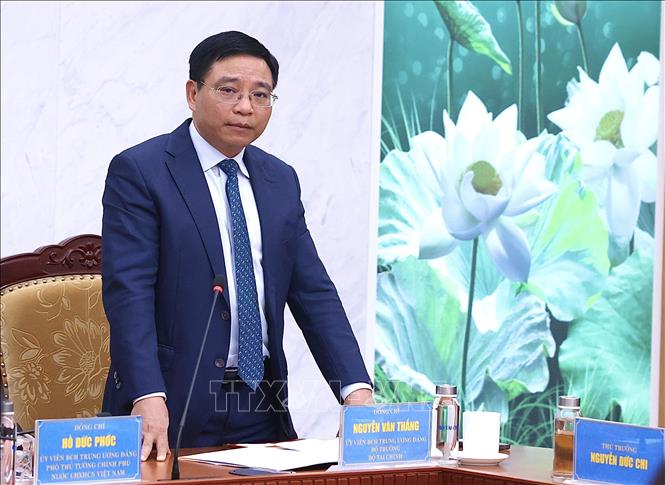 Bộ trưởng Bộ Tài Chính Nguyễn Văn Thắng phát biểu. Ảnh: Phạm Hậu - TTXVN