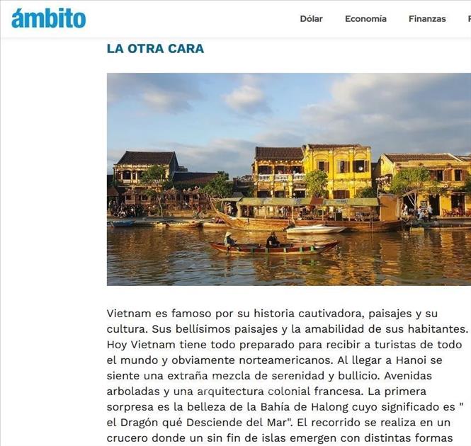 Tờ Ambito của Argentina đã đăng bài viết ca ngợi vẻ đẹp đất nước, con người và văn hóa Việt Nam. Ảnh: Diệu Hương - PV TTXVN tại Argentina
