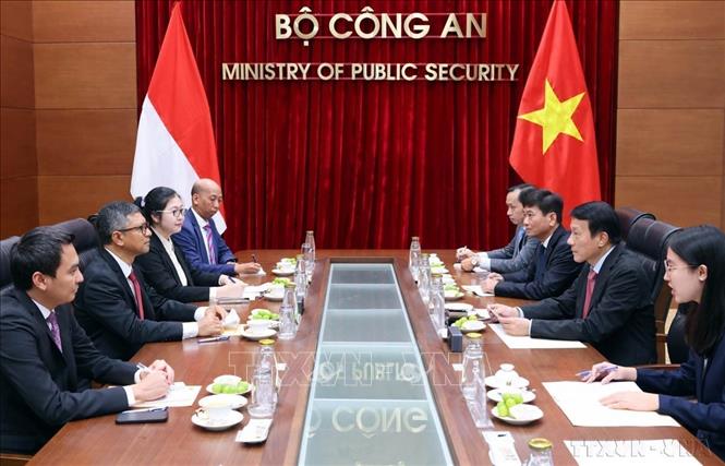Thượng tướng Lương Tam Quang, Bộ trưởng Bộ Công an tiếp Đại sứ Cộng hòa Indonesia tại Việt Nam Denny Abdi (Hà Nội, 23/8/2024). Ảnh: Phạm Kiên - TTXVN