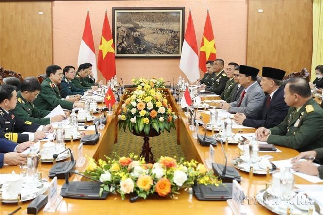  Đại tướng Phan Văn Giang, Bộ trưởng Bộ Quốc phòng hội đàm với Bộ trưởng Quốc phòng Indonesia Prabowo Subianto trong chuyến thăm chính thức Việt Nam (Hà Nội, 13/5/2022). Ảnh: Trọng Đức - TTXVN