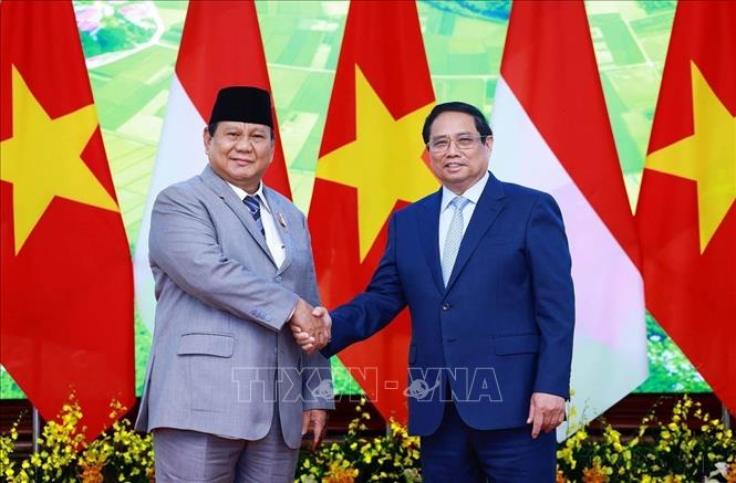 Thủ tướng Phạm Minh Chính hội kiến Tổng thống đắc cử Cộng hoà Indonesia Prabowo Subianto sang thăm và làm việc tại Việt Nam (Hà Nội, 14/09/2024). Ảnh: Dương Giang - TTXVN