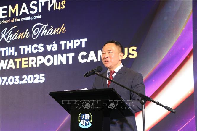 Ông Nguyễn Tuyên, Chủ tịch HĐQT Công ty Cổ phần Khai Sáng, nhà sáng lập hệ thống trường EMASI. Ảnh: Đức Hạnh - TTXVN