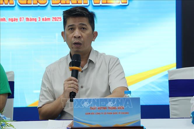 Ông Huỳnh Ngọc Hiền, Giám đốc Công ty Cổ phần Quốc tế Cocoro phát biểu tại hội thảo. Ảnh: Thanh Vũ-TTXVN
