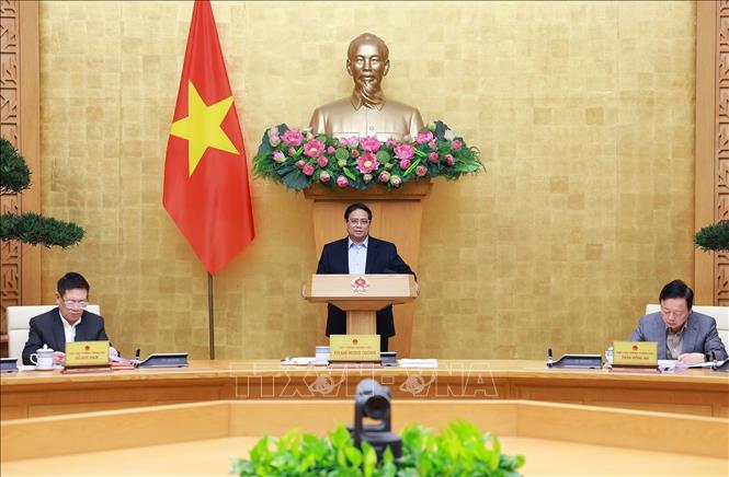 Prime Minister Pham Minh Chinh chairs the meeting. VNA Photo: Dương Giang