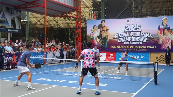 Giải vô địch Pickleball Quốc gia năm 2025 diễn ra từ ngày 6-9/3 tại cụm sân BLM Club, 262 Lê Lợi, thành phố Vũng Tàu (Bà Rịa-Vũng Tàu). Ảnh: Huỳnh Sơn-TTXVN