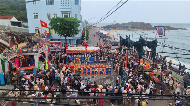 Đông đảo người dân và du khách tham gia lễ hội Cầu ngư. Ảnh: Sỹ Thắng-TTXVN