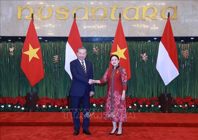 Party General Secretary To Lam and Indonesian Speaker of the House of Representatives Puan Maharani. VNA Photo: Thống Nhất