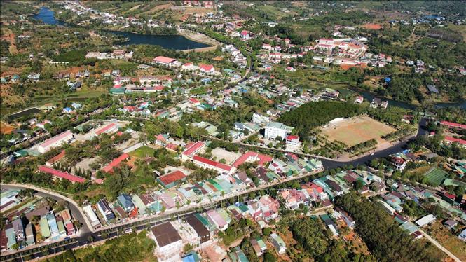 Trung tâm thị trấn Kiến Đức, huyện Đắk R’lấp, tỉnh Đắk Nông. Ảnh: TTXVN phát