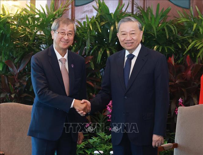 Party General Secretary To Lam receives Lim Boon Heng, Chairman of Temasek Holdings. VNA Photo: Thống Nhất